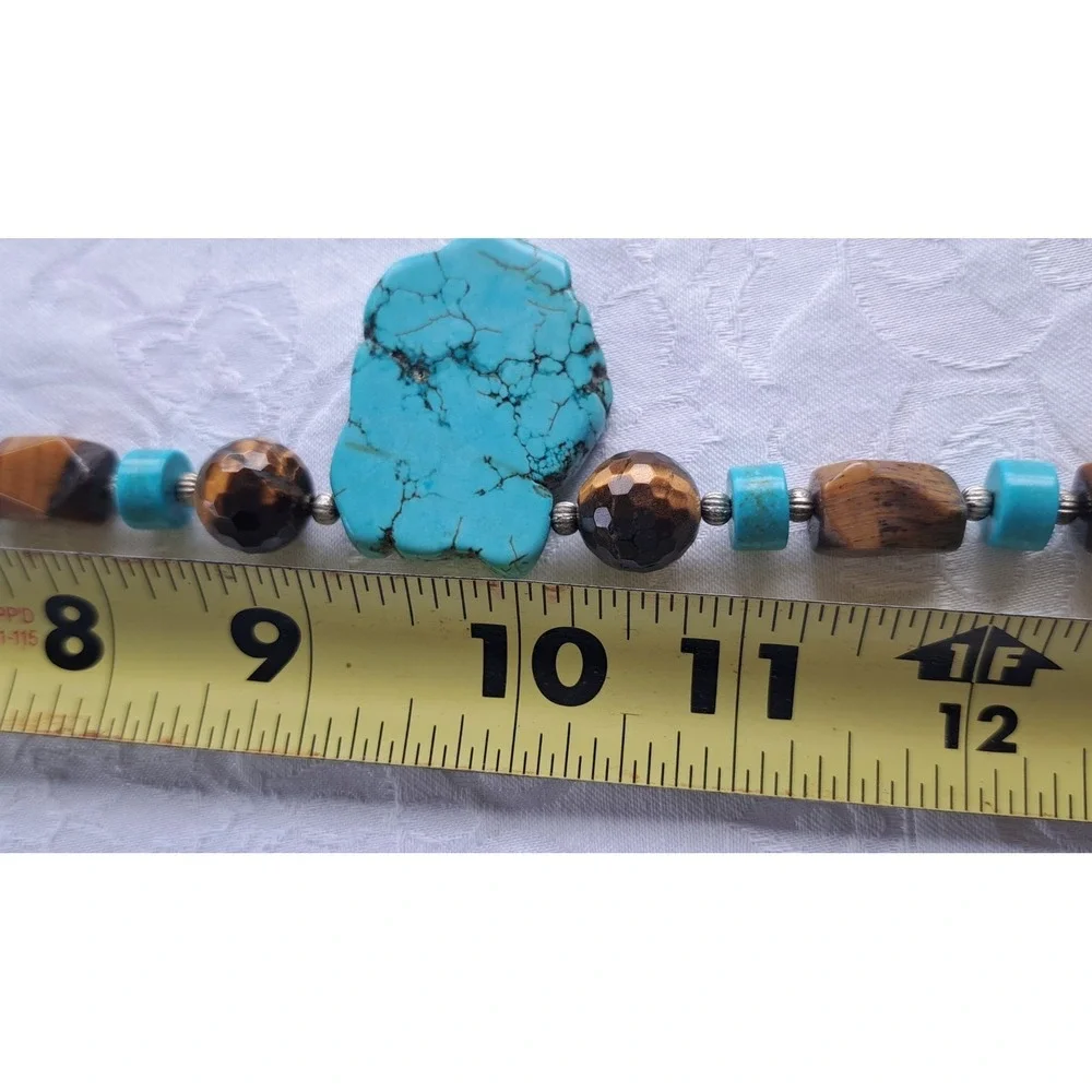 Fashion Jewelry Set Necklace Earrings Tiger Eye Turquoise Howlite Adjustable